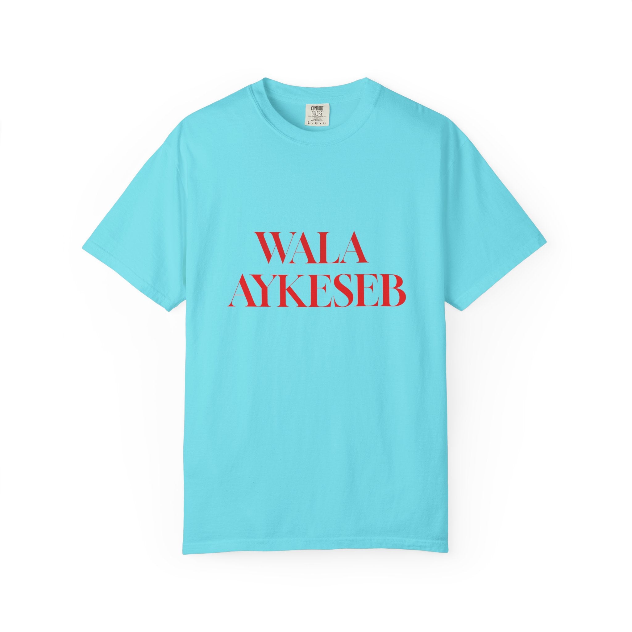 T-Shirt — Minimal Red Text Graphic Tee ('WALA AYKESEB')