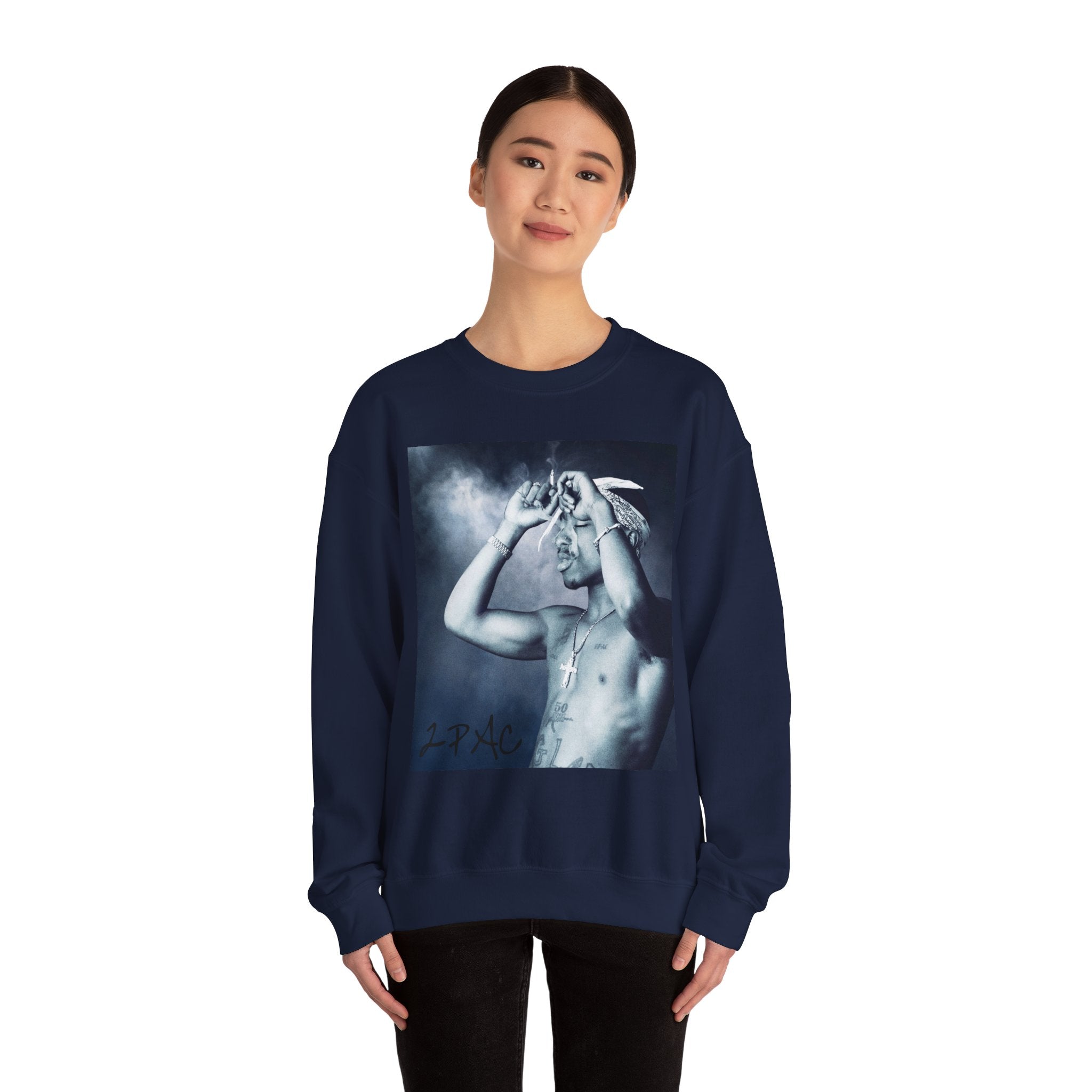 Tupac - Graphic Crewneck Sweatshirt — Vintage Black & White Portrait