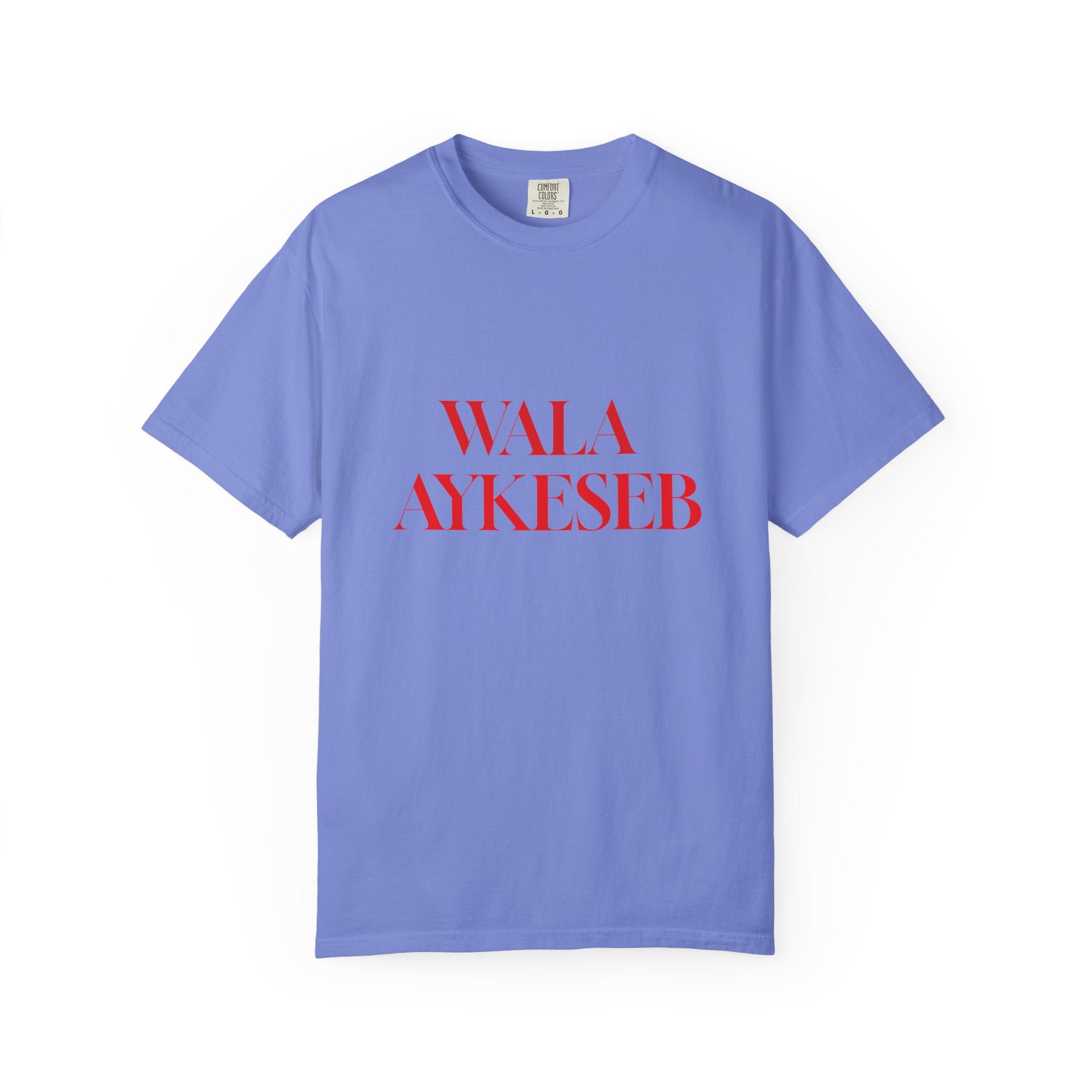 T-Shirt — Minimal Red Text Graphic Tee ('WALA AYKESEB')