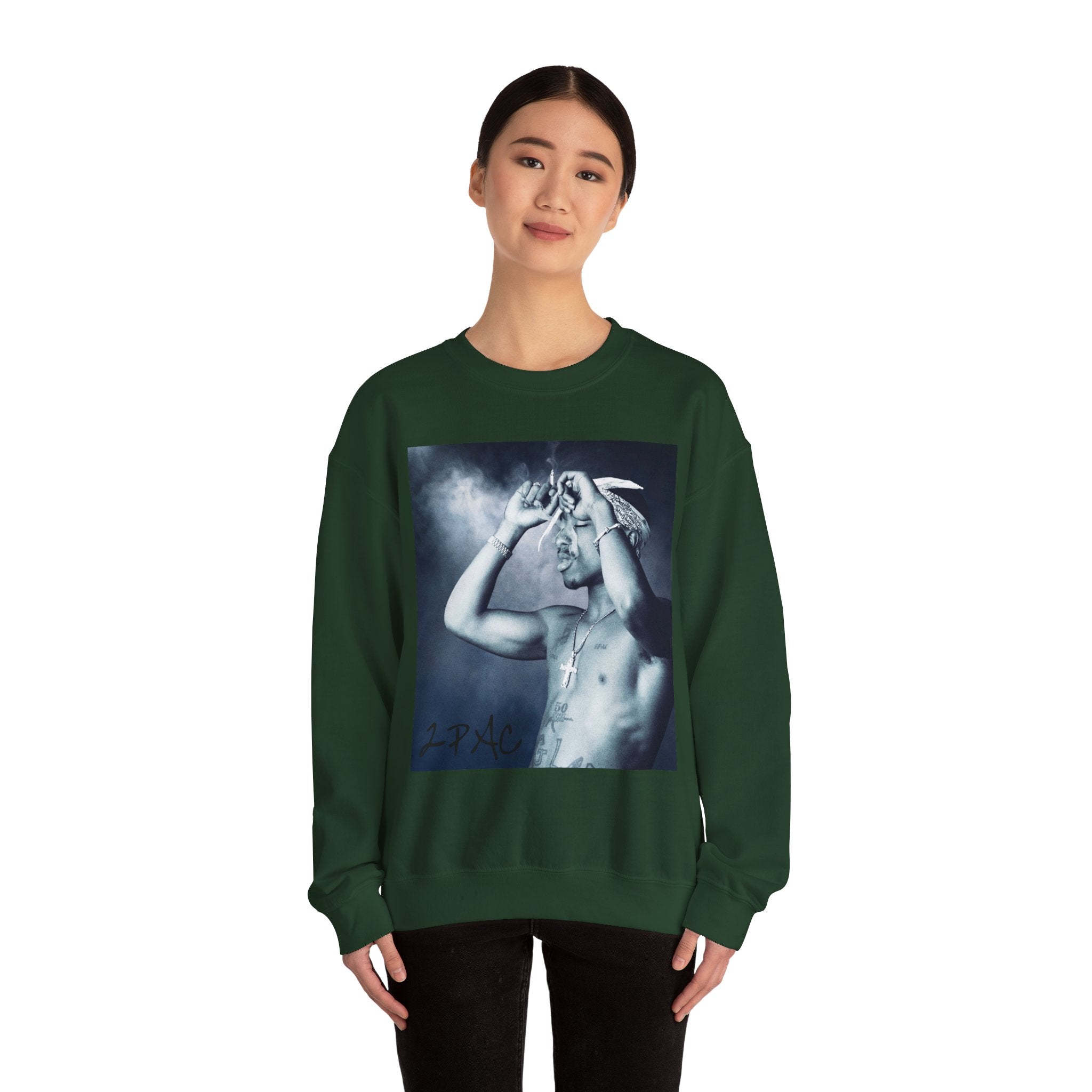 Tupac - Graphic Crewneck Sweatshirt — Vintage Black & White Portrait