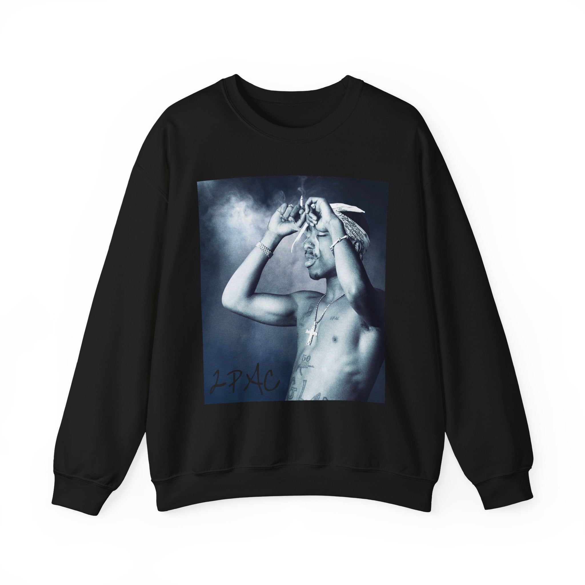 Tupac - Graphic Crewneck Sweatshirt — Vintage Black & White Portrait