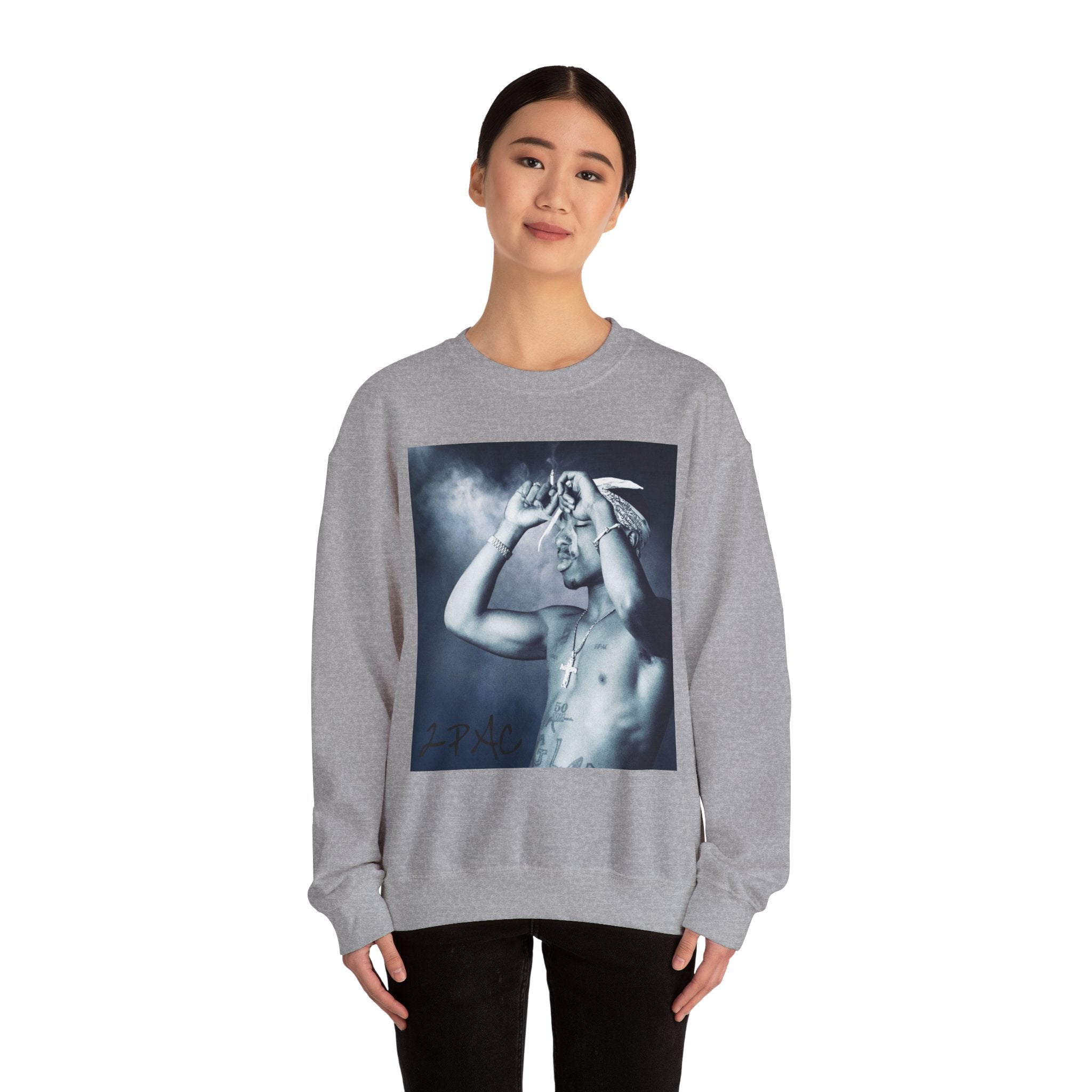 Tupac - Graphic Crewneck Sweatshirt — Vintage Black & White Portrait