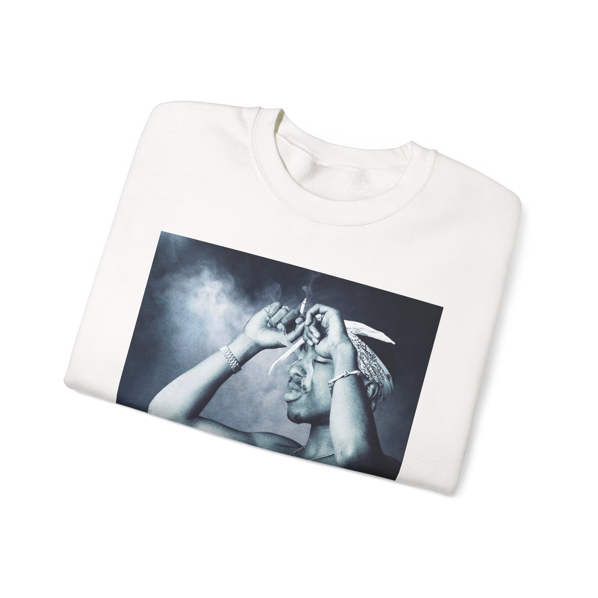 Tupac - Graphic Crewneck Sweatshirt — Vintage Black & White Portrait