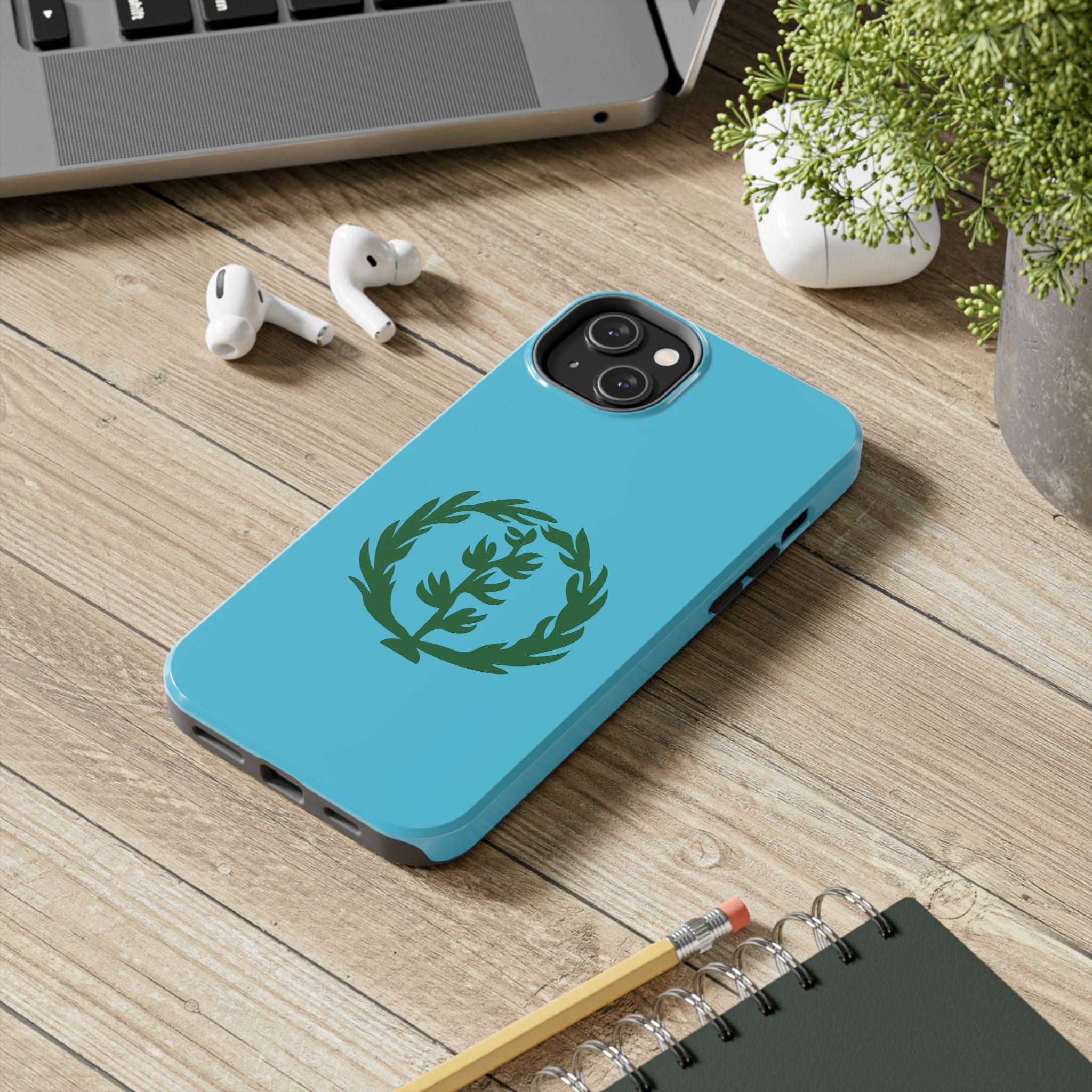 Meley Phone Case — Durable Protective Case with Green Olive Wreath Design