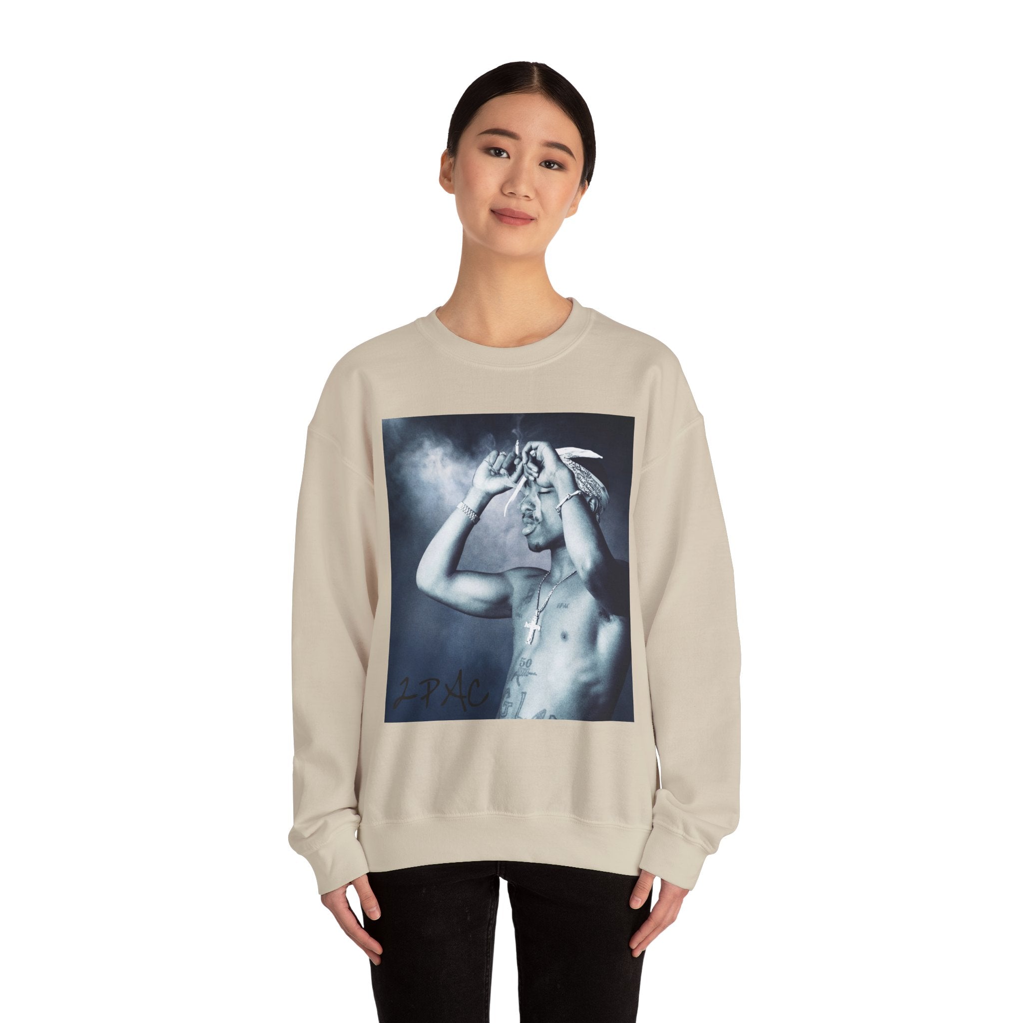 Tupac - Graphic Crewneck Sweatshirt — Vintage Black & White Portrait