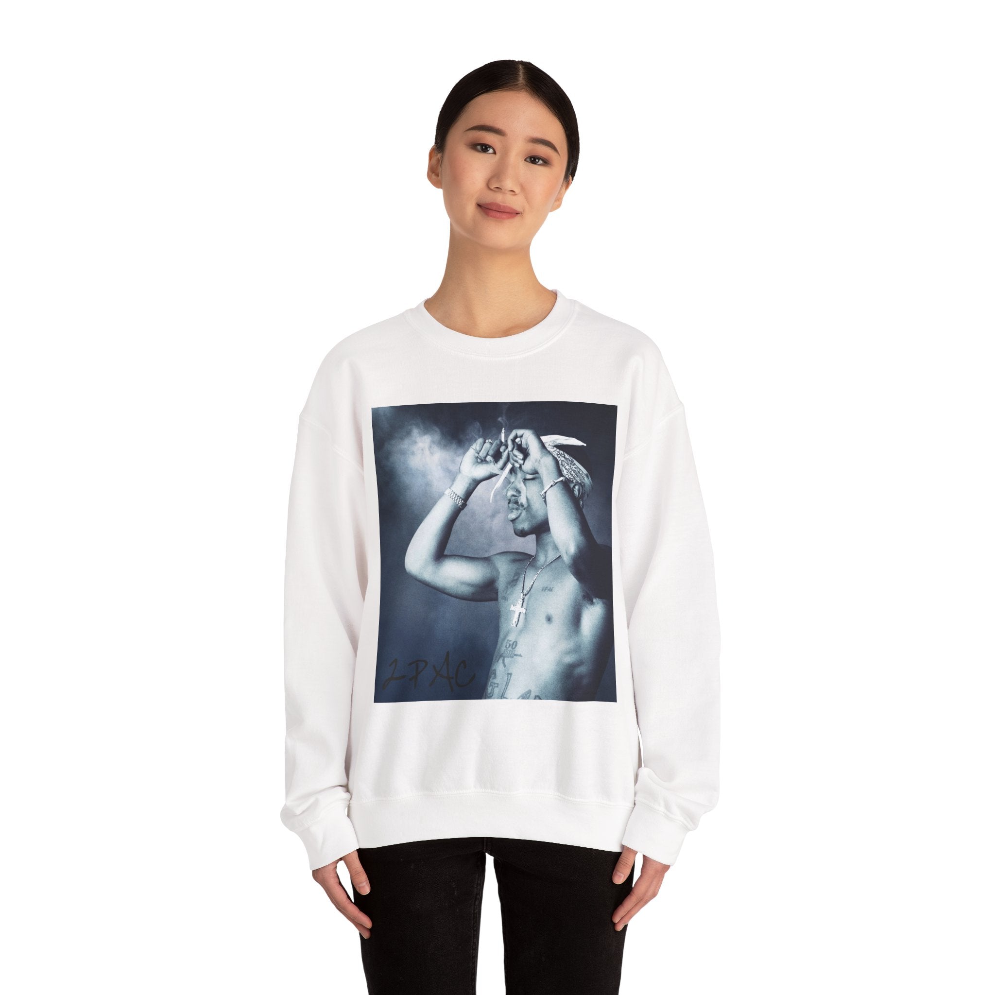Tupac - Graphic Crewneck Sweatshirt — Vintage Black & White Portrait