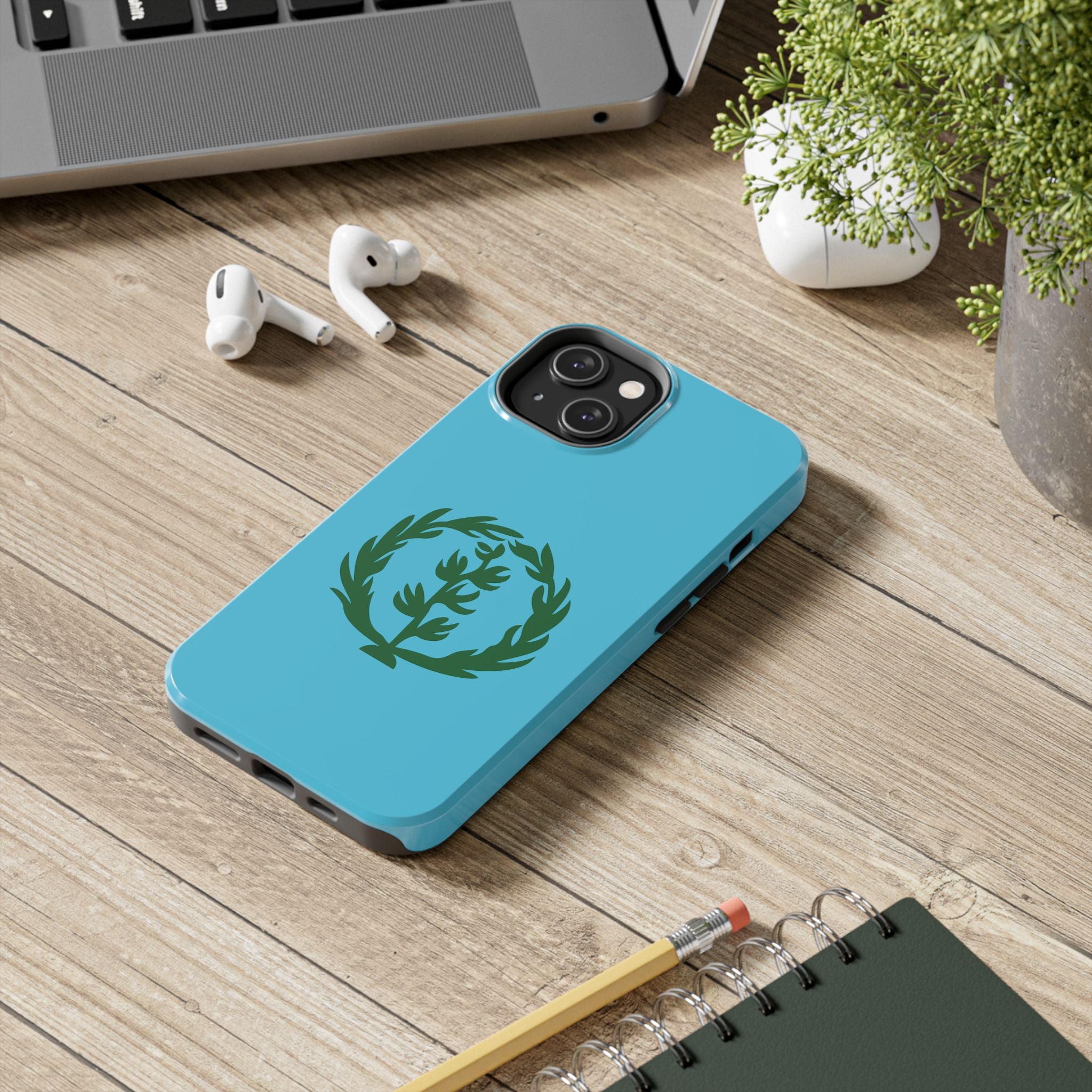 Meley Phone Case — Durable Protective Case with Green Olive Wreath Design